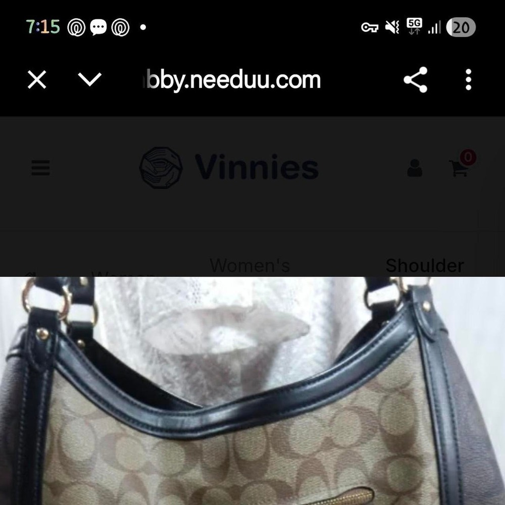 Coach Signature Monogram Medium Tote Bag Brown Leather Trim 3 Compartments